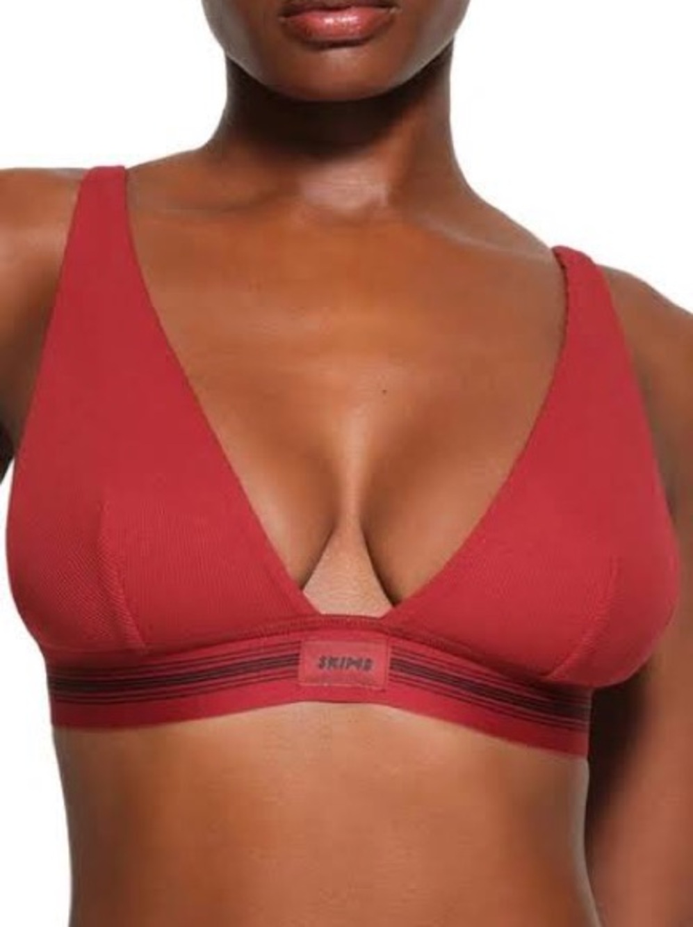 SKIMS Red Ribbed Triangle Bralette